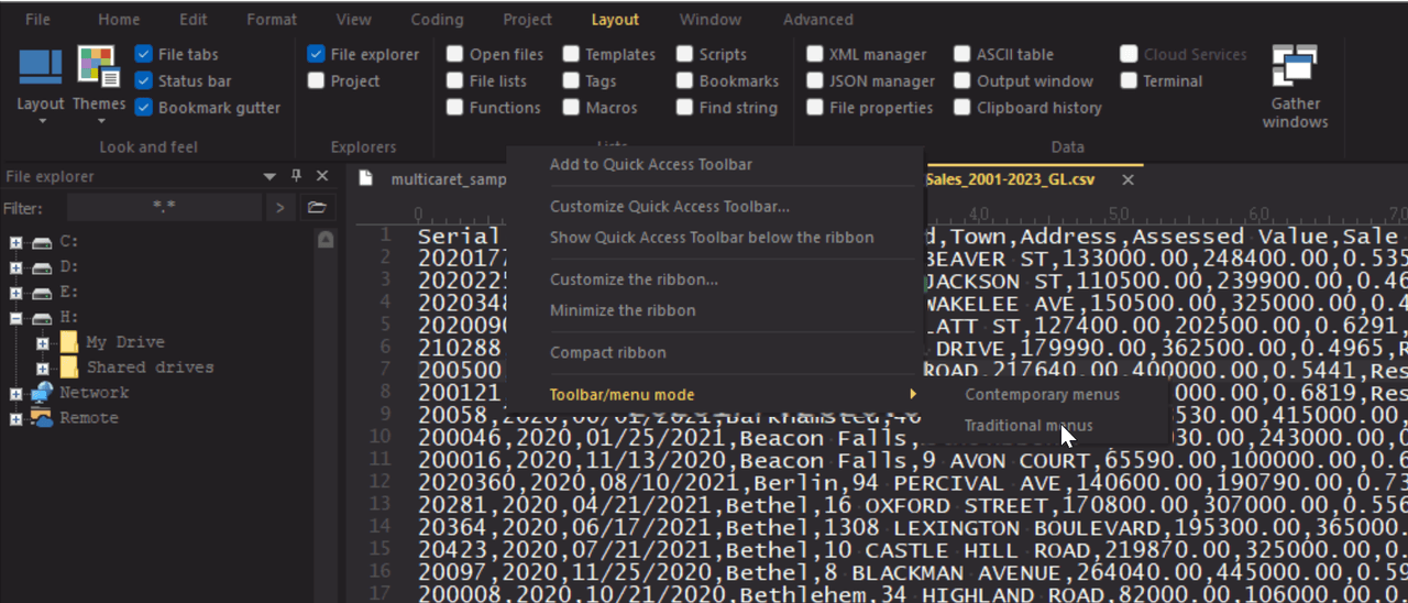 UltraEdit custom themes and layouts