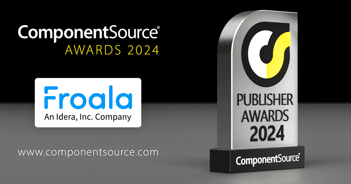 Froala Wins ComponentSource Award