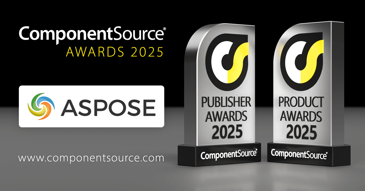 Aspose 榮獲十項 ComponentSource Awards
