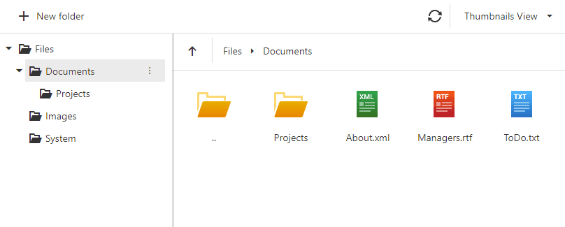 DevExpress ASP.NET Core File Manager 제품 이미지