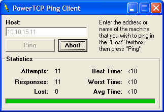 Use the Ping Control to reach any host on the Internet.