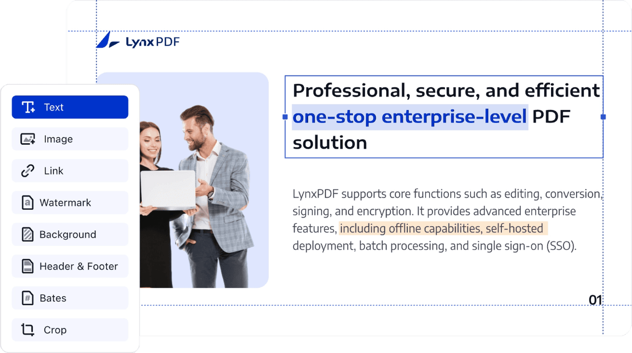 Editing text in a PDF file with LynxPDF.