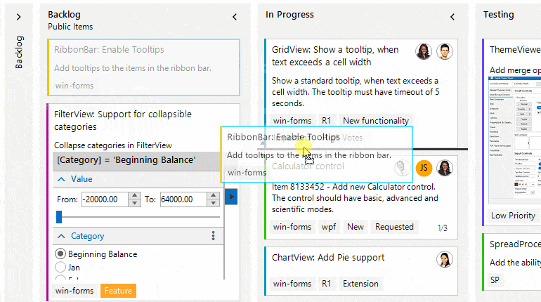 Telerik UI for WinForms TaskBoard 產品圖片 Telerik UI for WinForms TaskBoard 產品圖片