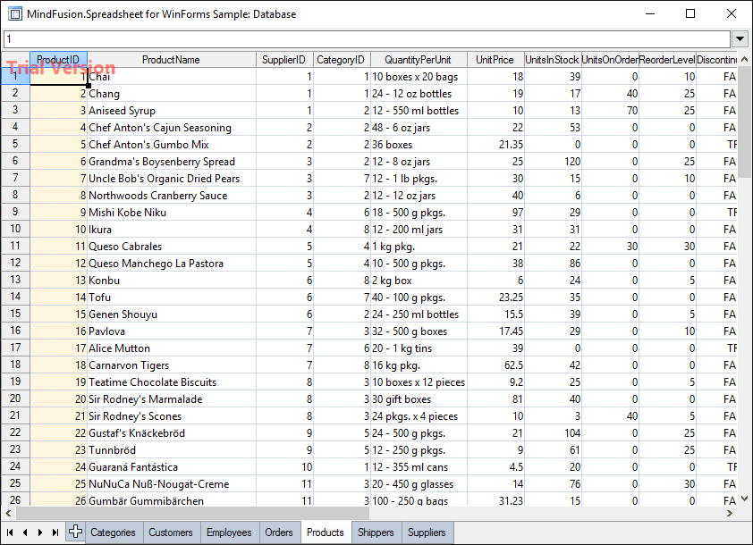 MindFusion.Spreadsheet for WinForms product image