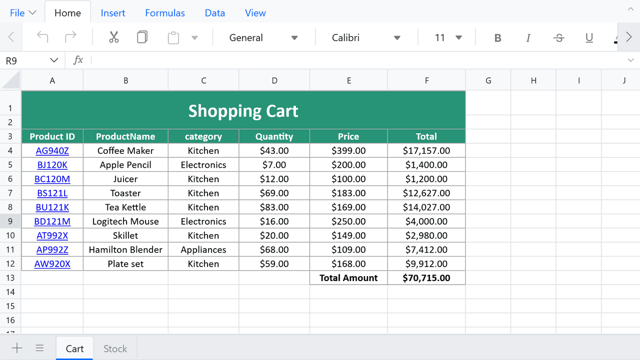 Syncfusion Blazor Spreadsheet Editor SDK product image