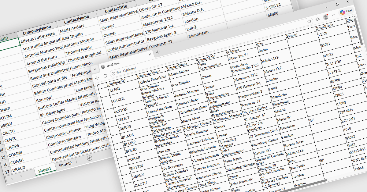 Export WinForms Spreadsheets to HTML