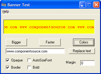 The Banner Control (dwBanner) is a scrolling text control which causes text to move horizontally.