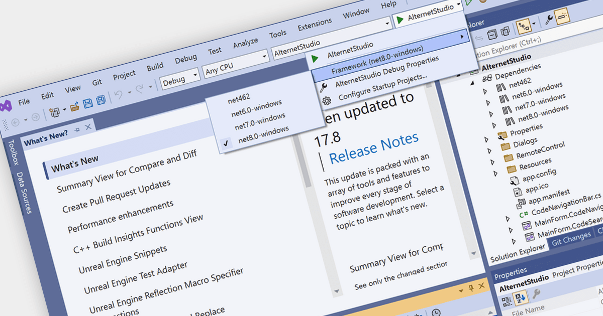 Mejore las apps de .NET 8 con edición de código, scripting y diseño de interfaz