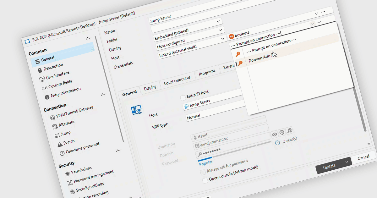Secure Sessions with Externally Stored Credentials