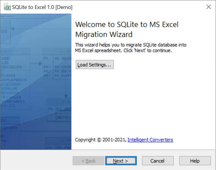 SQLite to Microsoft Excel product image