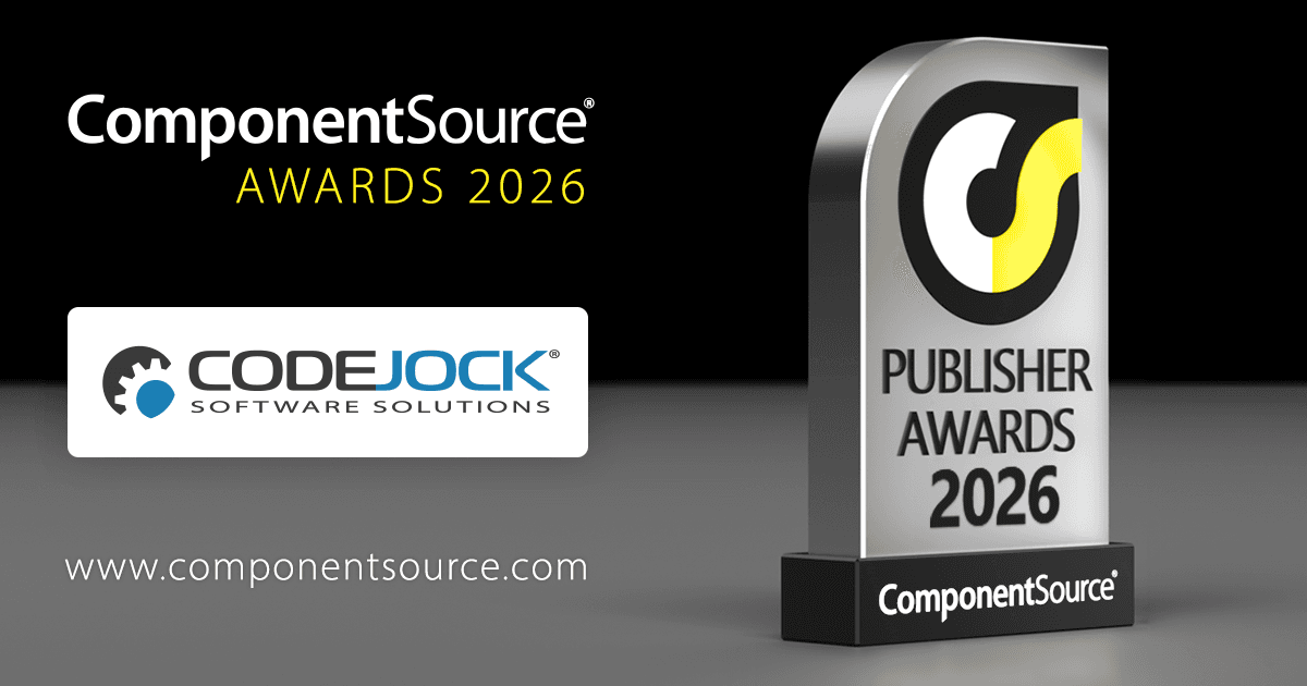 Codejock Software Wins ComponentSource Award