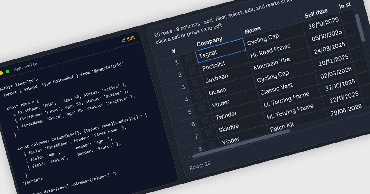 Build Better Data Grids for Svelte