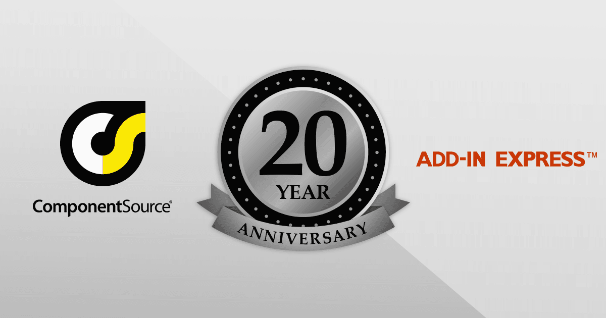 Celebrating 20 Year Partnership with Add-in Express