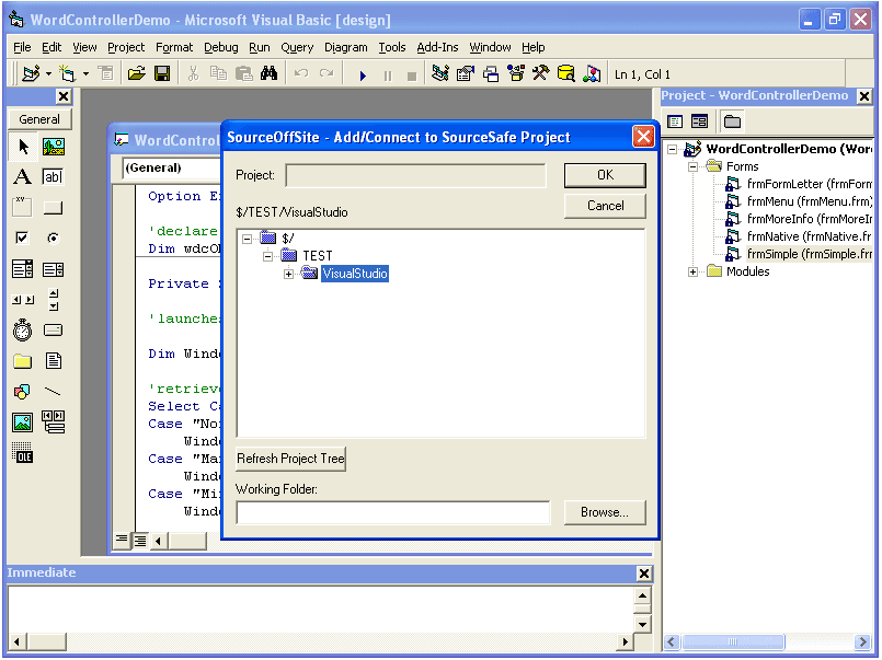 Add files as you create or run Visual Studio projects.