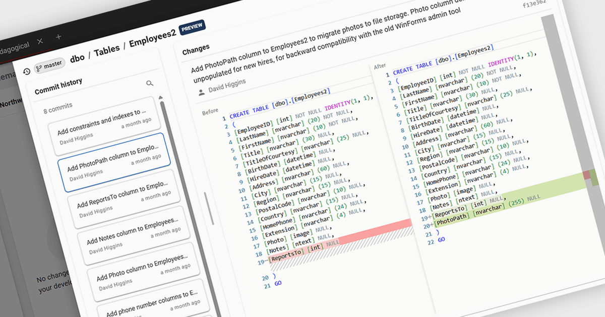 Trace Database Object Changes Through Git History