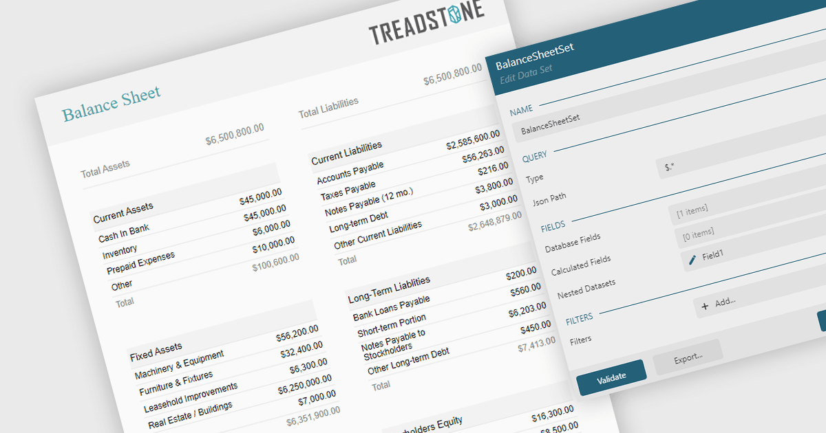 Build a Balance Sheet in an Angular Report Designer
