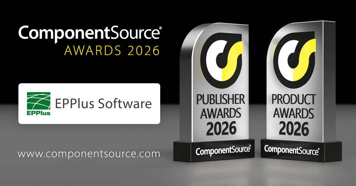 EPPlus Software Wins Two ComponentSource Awards