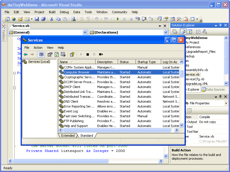 Create Windows services in moments with almost every feature available to C++ services.