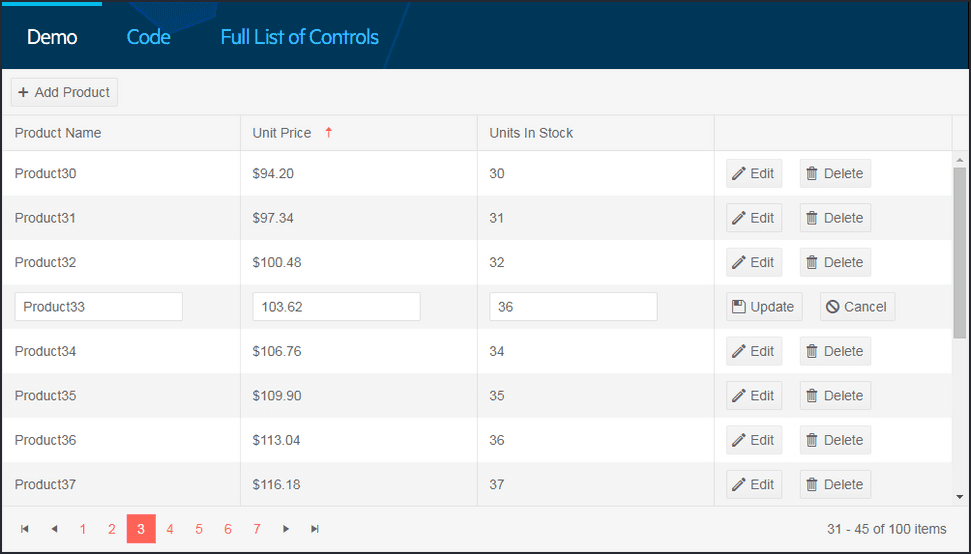 Create native, rich and powerful Grids with customizable and sortable columns, data editing, selection, filtering and grouping capabilities.