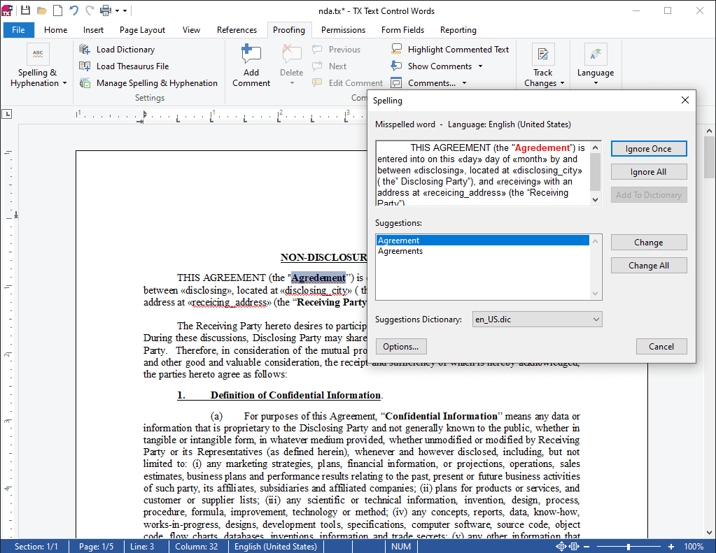 Powerful spell checking and language tools for TX Text Control .NET for WPF applications.