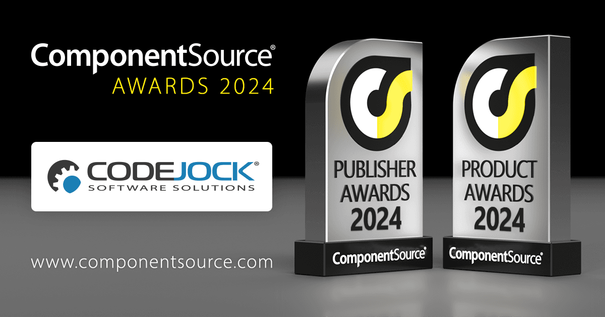 Codejock Software Wins Two ComponentSource Awards