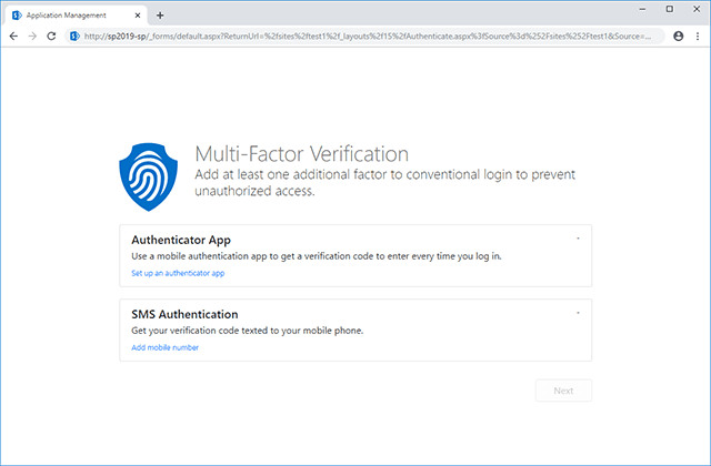 Secure user access to SharePoint portals and sites with efficient and reliable two-factor authentication (2FA).