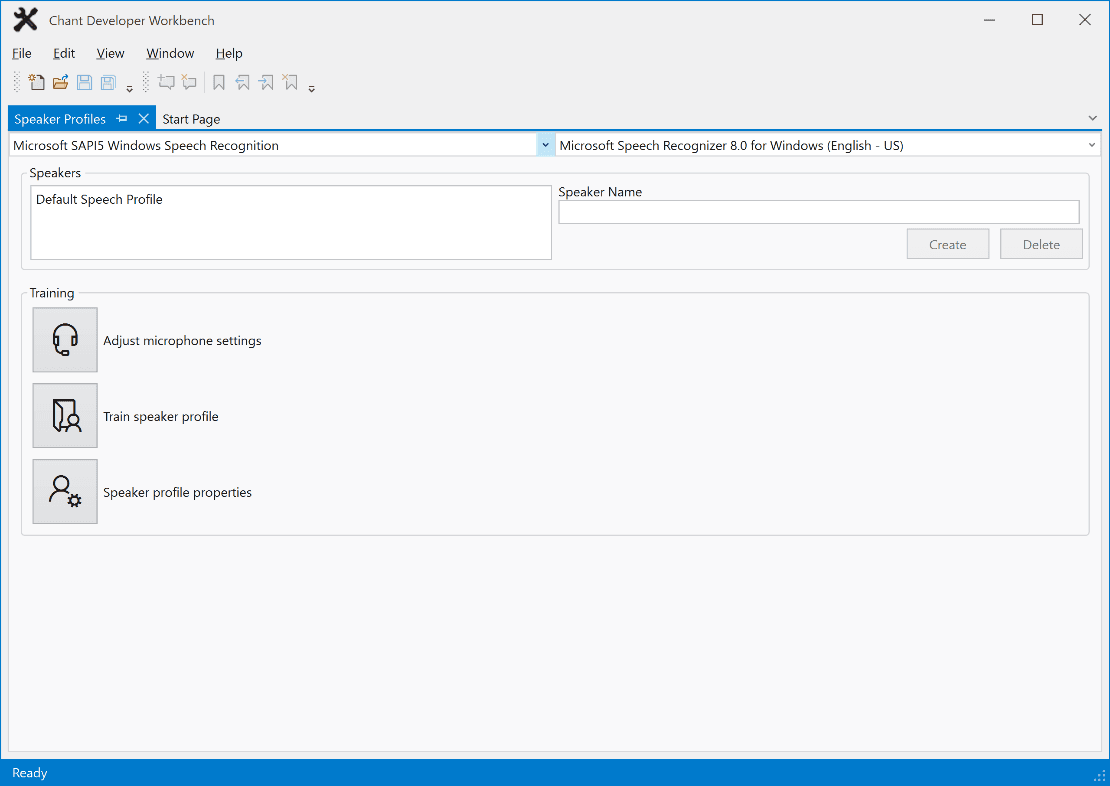 Enumerate and train speech recognition profiles with recognizer built-in speaker training.