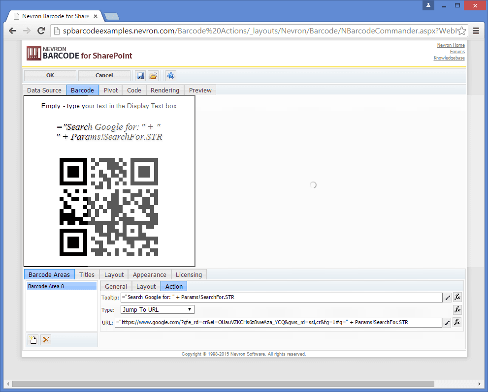 Deliver Linear (1D) and Matrix (2D) barcodes inside any SharePoint page.