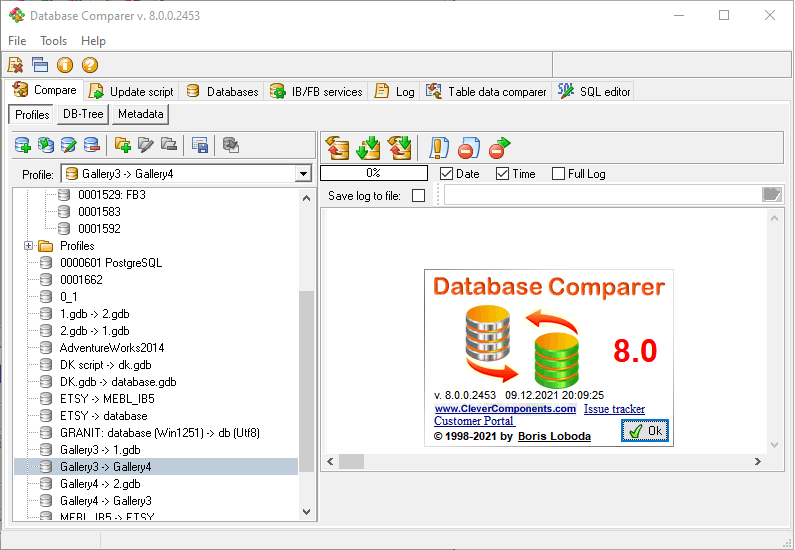 Compare, synchronize and update databases structure.