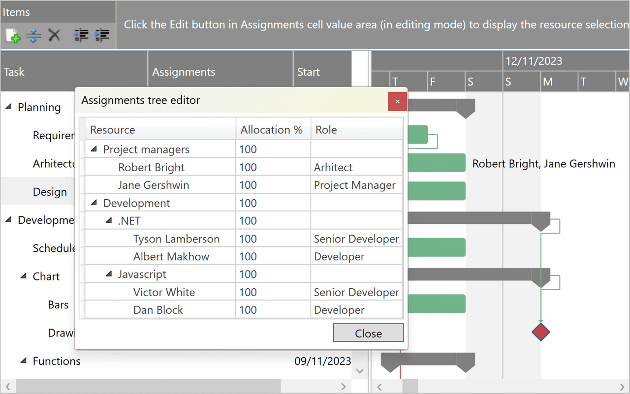 DlhSoft Gantt Chart Library for WPF product image