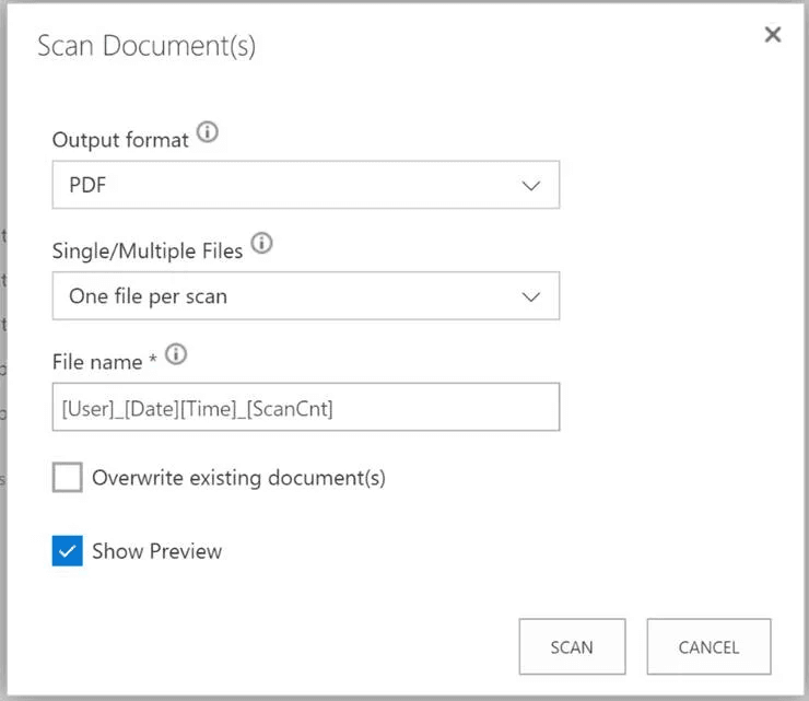 Scan, OCR and upload documents to SharePoint.