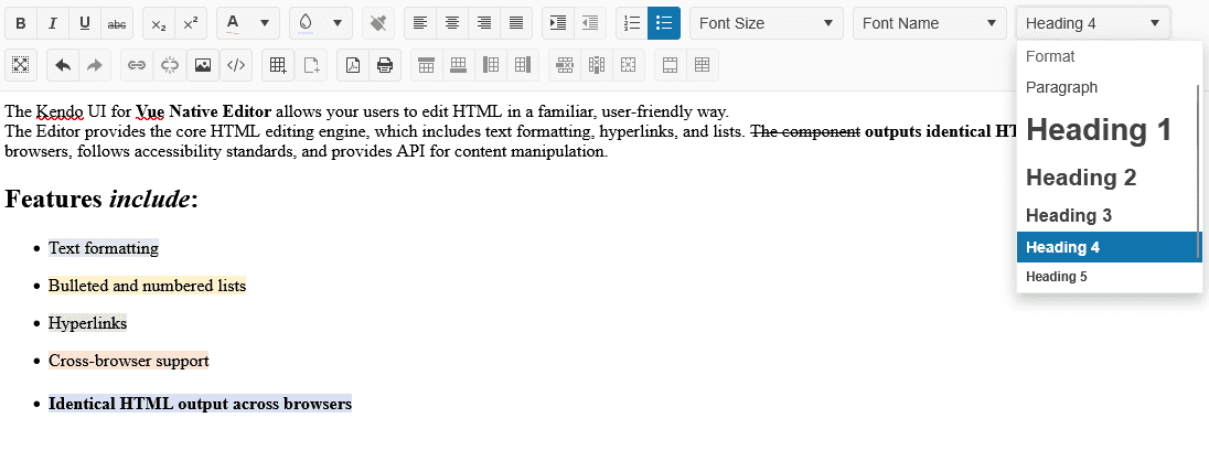 immagine del prodotto Kendo UI Vue Rich Text Editor immagine del prodotto Kendo UI Vue Rich Text Editor