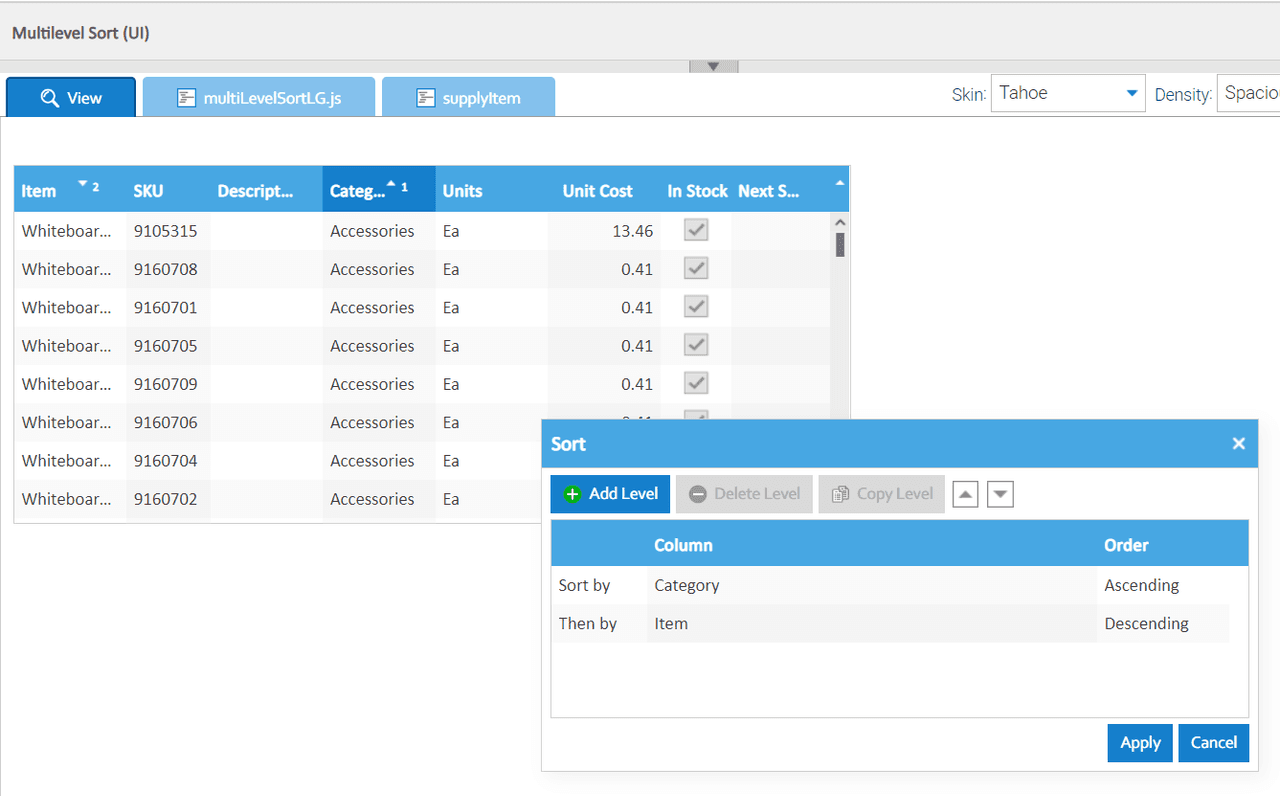 Sort your data in any way you need. You can even customize your sort in multiple directions across multiple fields.