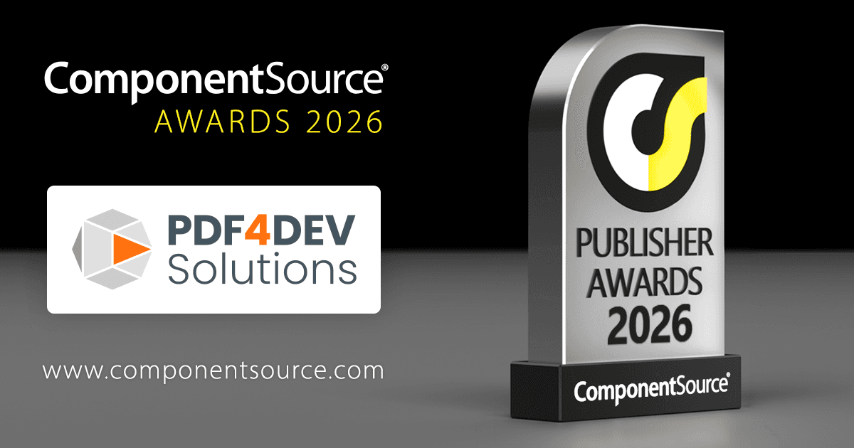 PDF4DEV Solutions Wins ComponentSource Award