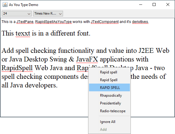 Add spell check value to any GUI/non-GUI textual Java application (email, word processor etc) with a couple of lines of code.