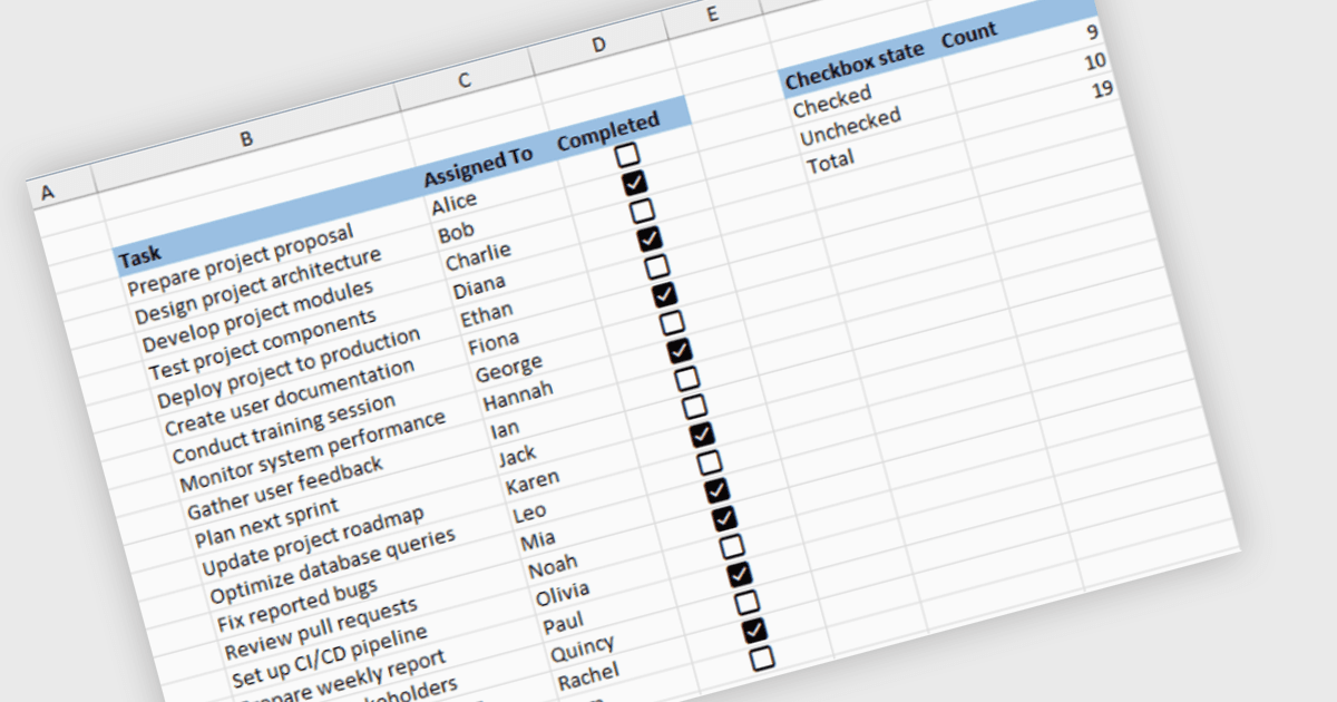 Build Interactive Checklists with Cell Checkboxes