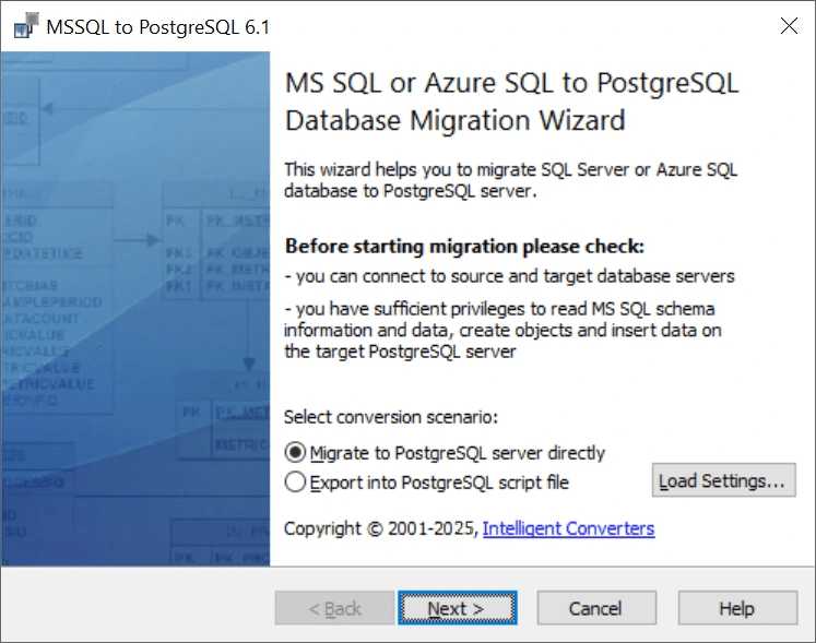Microsoft SQL Server to PostgreSQL Sync product image