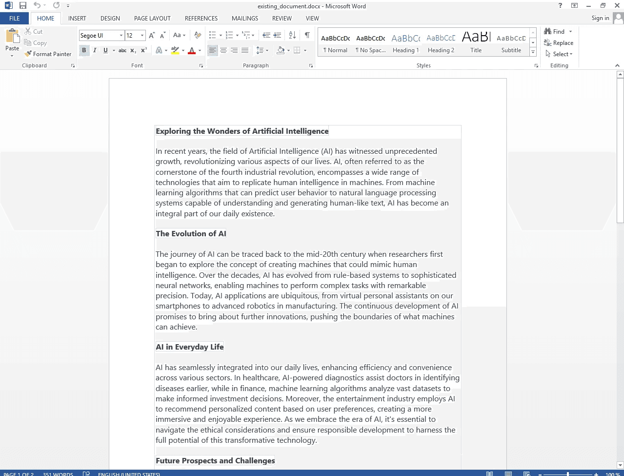 Open and Manipulate Word Documents