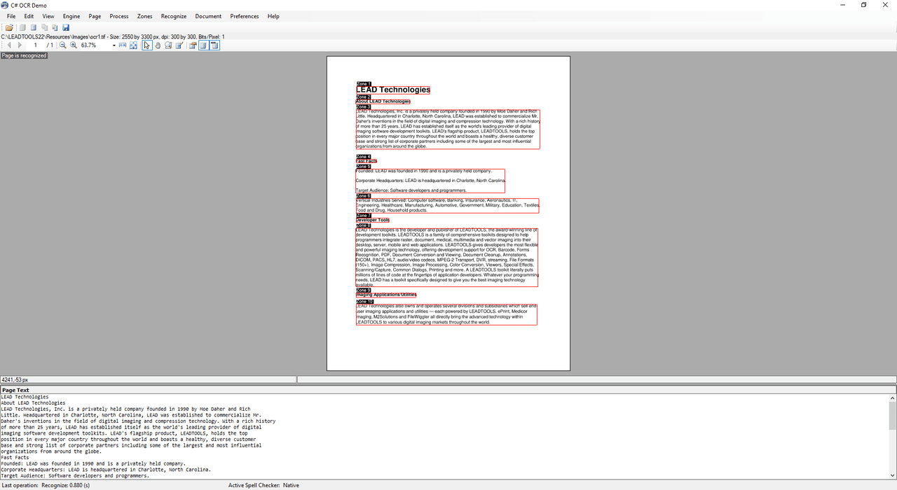 Extract text from both documents and images using the LEADTOOLS Optical Character Recognition engine.