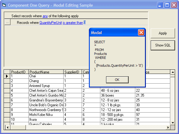 Include ad hoc query functionality in your applications and make it directly available to end-users using ComponentOne Query