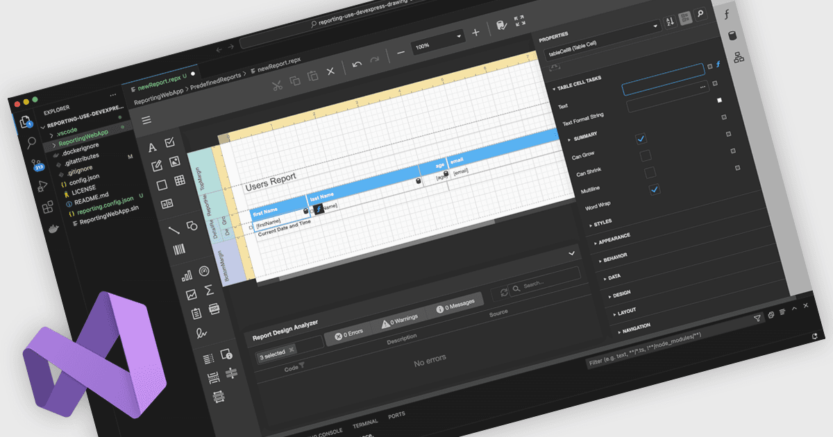 Design Reports with Visual Studio Integration
