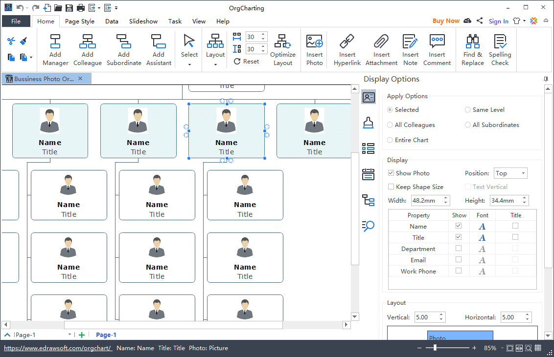 Create data-interactive Org charts.