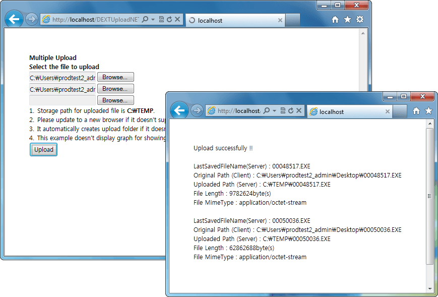 DEXTUpload.NET allows you to upload single and multiple files.