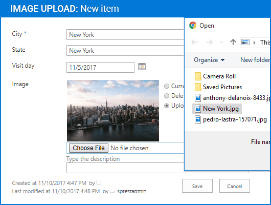 A quick and simple way of uploading pictures in SharePoint.