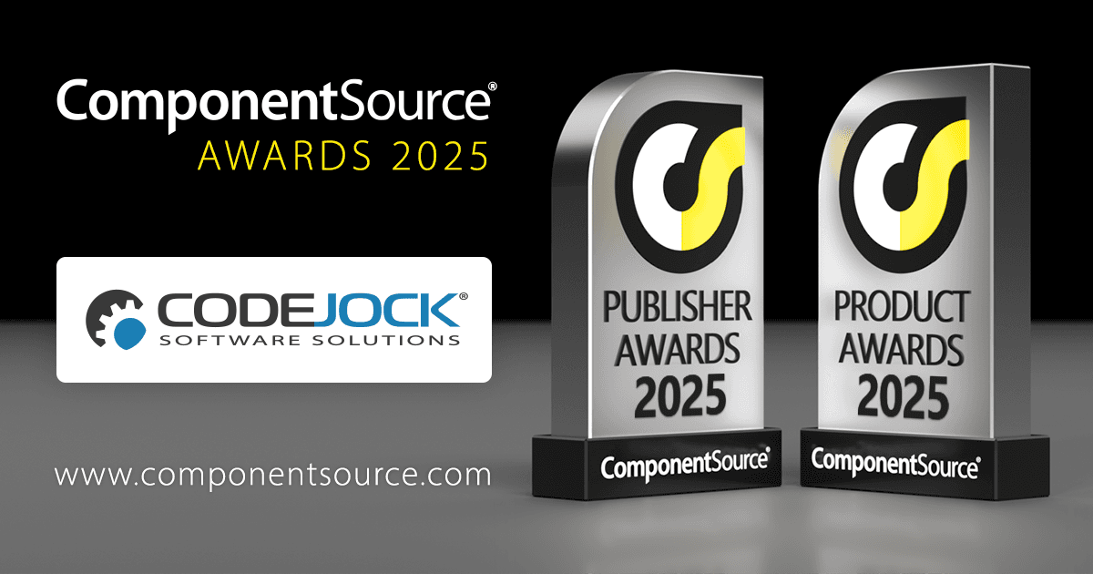 Codejock Software Wins Two ComponentSource Awards