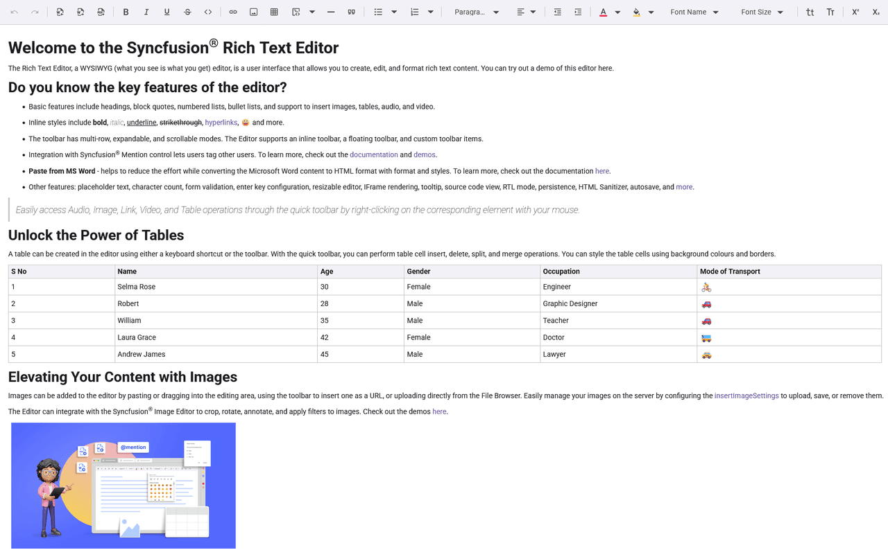 Syncfusion React Rich Text Editor product image