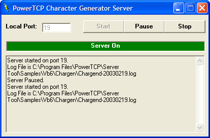 Use the Server Control and Service Control to generate a continuous stream of characters.