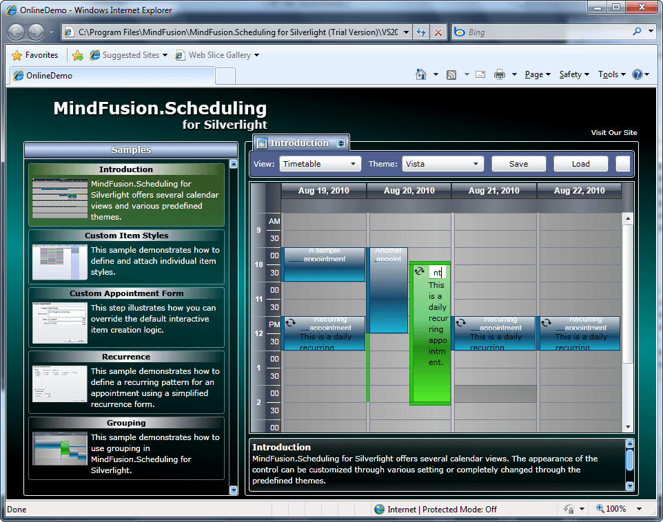 Scheduling for Silverlight now available