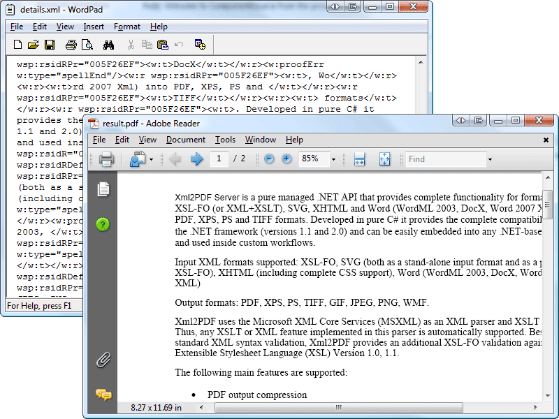 Server solution to automatically convert Word, XML, SVG and XSL-FO to PDF.