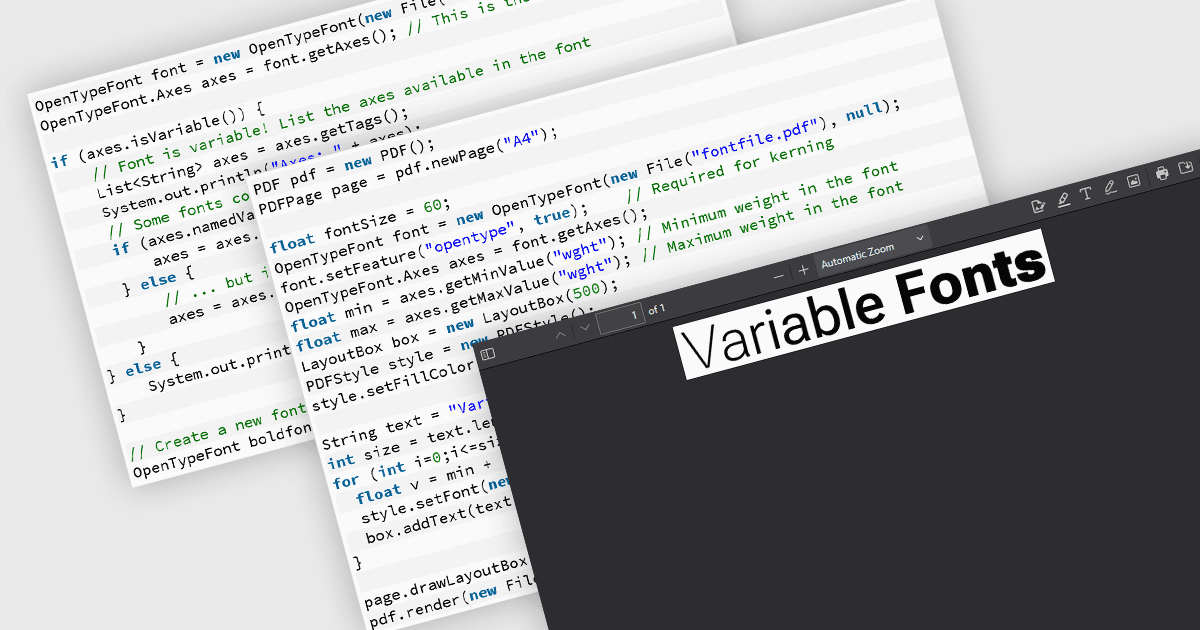 Generate PDFs from HTML/XML with Variable Fonts